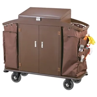 uae/images/productimages/hospitality-monster/room-service-trolley/housekeeping-service-cleaning-trolley-with-wheel-and-door-brown.webp